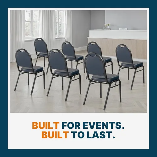 Miniatura 6 de OEF Furnishings OEF9204-BT/2 Silla apilable de grado comercial para banquetes (vinilo azul, marco recubierto de polvo negro, paquete de 2)