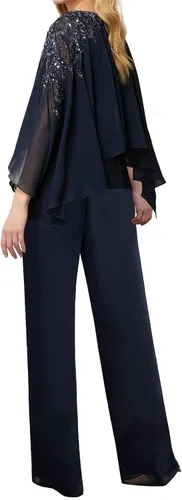 Miniatura 2 de JAEDEN Mother of The Bride Pantsuits for Wedding - Long Chiffon Pantsuits Outfit