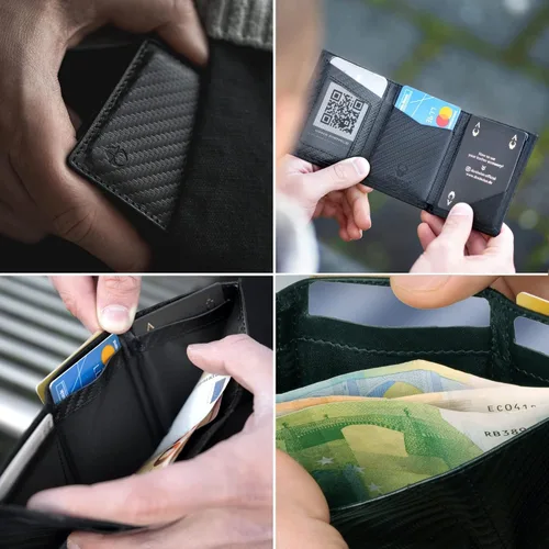 Miniatura 3 de DONBOLSO Wallet NextGen I - Cartera delgada moderna sin bolsillo para monedas, hasta 11 tarjetas, Cuero de fibra de carbono, Moderno