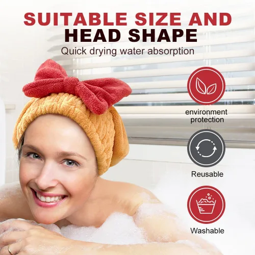 Miniatura 2 de 2 toallas de microfibra para secar el cabello, superabsorbentes, para cabello húmedo, de secado rápido, toallas de pelo gruesas, pajarita suave