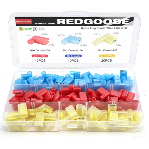 Miniatura 5 de 50 conectores de cable hembra de desconexión rápida de nailon para bandera de 22-10 AWG, terminales de cable eléctrico de 90 grados