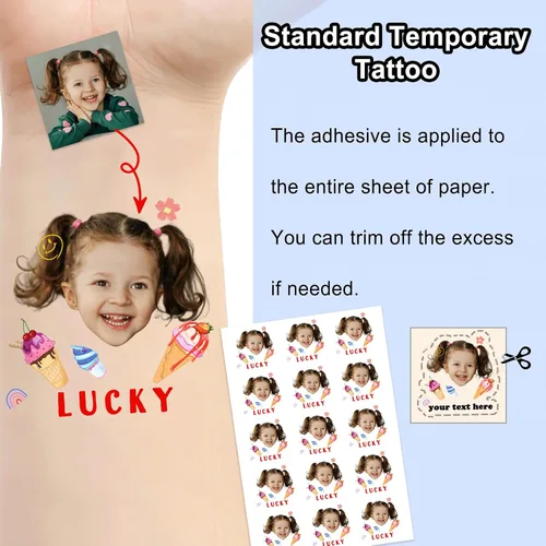 Miniatura 6 de Tatuajes temporales personalizados con foto y nombre, logotipo personalizado para adultos, niños, mujeres, hombres, regalo de boda, cumpleaños