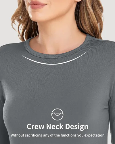 Miniatura 2 de WEERTI Ropa interior térmica larga de cabeza a pies para mujeres, con forro de vellón, capa base para climas fríos
