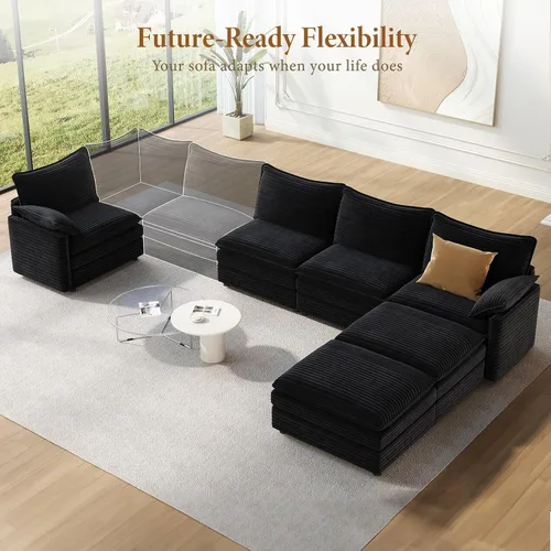 Miniatura 8 de Vesgantti Sofá modular de 108 pulgadas, cómodo sofá de nube con asiento profundo otomano movible, sofá modular en forma de L, sofás seccionales