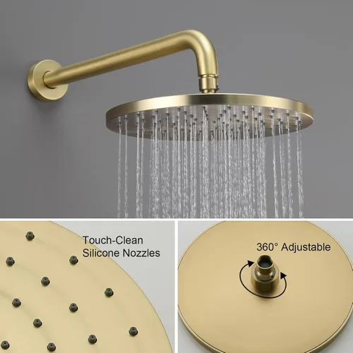 Miniatura 4 de Iriber Sistema de Ducha Montado en la Pared Juego de Mezclador de Grifo de Ducha con Cabezal de Ducha de Alta Presión de Lujo y Ducha de Mano de 3