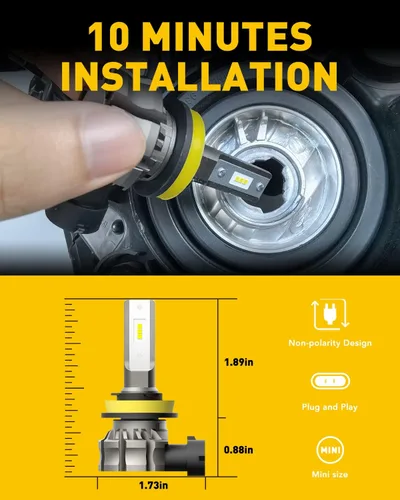 Miniatura 5 de AUXITO Bombillas LED antiniebla H11/H8/H16 o DRL, 6000 lúmenes, luz blanca fría de 6500 K, 300% de brillo, chips LED CSP antiniebla de repuesto
