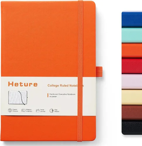 Miniatura 13 de Heture Cuadernos de tapa dura, cuadernos rayados A5 para escribir 160 páginas, 8.2 x 5.5 pulgadas, cuadernos clásicos a rayas para universidad, Negro