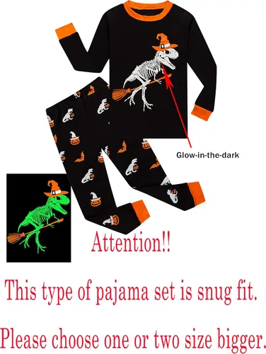 Miniatura 2 de Family Feeling Conjunto de pijama de dinosaurio para niños pequeños, 100% algodón de manga larga