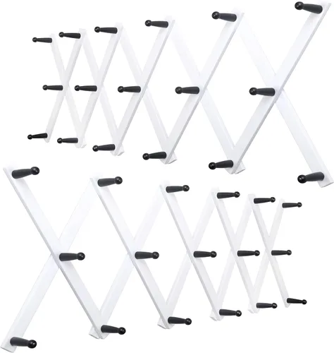 Miniatura 39 de WEBI Acordeón para colgar en la pared, percha de pared para sombreros, acordeón, expandible, de madera, montado en la pared, estante de gancho
