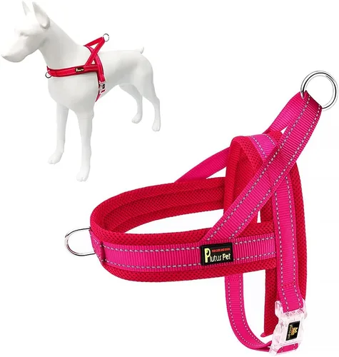Miniatura 11 de Arnés para perro sin tirón de Plutus Pet con malla transpirable acolchada, ajustable, reflectante, a prueba de fugas, arnés para perros