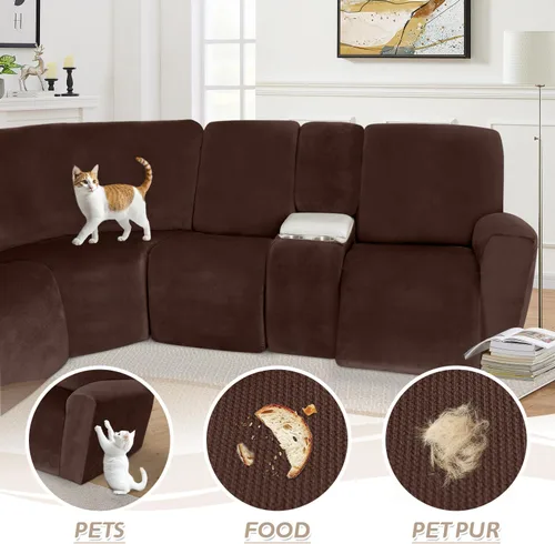 Miniatura 565 de Arfntevss Fundas de sofá seccional reclinable de terciopelo, Funda de sofá seccional de esquina para sofá reclinable, Funda elástica suave