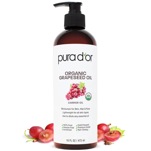 Miniatura 2 de PURA D'OR Aceites orgánicos de semilla de uva y aguacate de 16 onzas, paquete de aceites portadores 100% puros prensados en frío