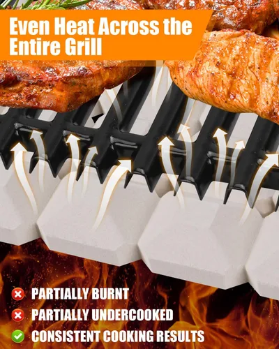 Miniatura 6 de GasSaf Briquetas de cerámica de repuesto para parrilla de gas Lynx L27, L30, CS30, juego de 50 briquetas