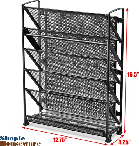 Miniatura 6 de Simple Houseware Organizador de documentos y cartas para montar en pared, de 6 niveles, negro