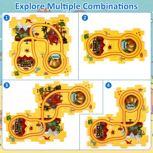 Miniatura 5 de VESPRO Juego de pista de coche para niños pequeños de la serie 4, juego de pista de coche de 68 piezas para niños, juguetes educativos de Juego