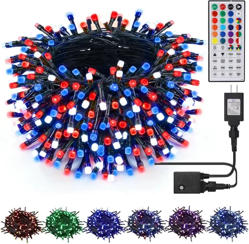 Miniatura 10 de LJLNION Guirnalda de 300 luces LED para exteriores e interiores, luces de Navidad extralargas de 98.5 pies, 8 modos de iluminación, luces de hadas