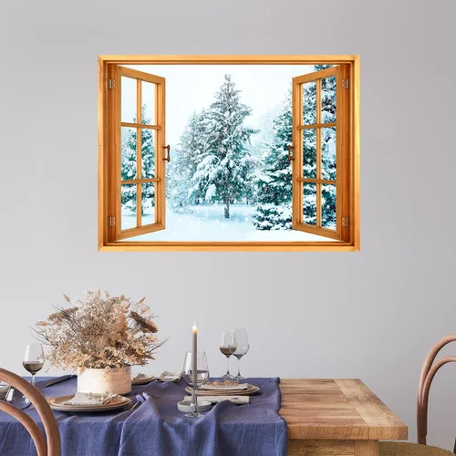 Miniatura 15 de wall26 Adhesivo de Pared Papá Noel Llevando Regalos Ventana Abierta Mural, No Se Despega y No Se Pega, Papel Tapiz No Tejido Decorativo