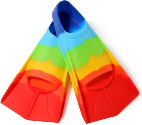 Miniatura 55 de Aletas de natación para niños, aletas cortas para niños y jóvenes, aletas de natación para entrenamiento de natación para niños, niñas, niños Azul
