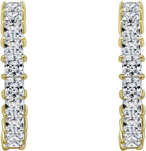 Miniatura 6 de Tienda Collection Platinum Plated Sterling Silver Hoop Earrings set with Princess Cut Infinite Elements Cubic Zirconia