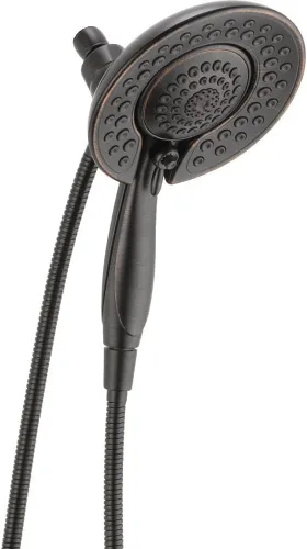 Miniatura 11 de Delta In2ition - Cabezal de ducha doble 2 en 1 de 5 ajustes con rociador de mano, cabezal de ducha desmontable negro mate con manguera, cabezal