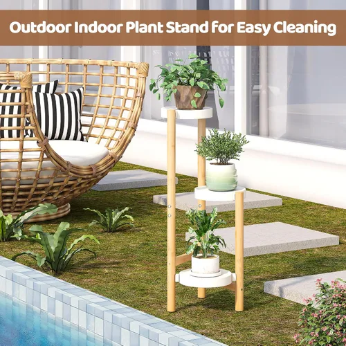 Miniatura 5 de Soporte para plantas de interior y exterior, 3 niveles, 3 macetas, soporte para flores, escalera, soporte para plantas, para balcón, ventana, sala