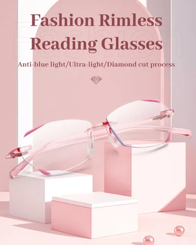 Miniatura 2 de LUFF Anteojos de lectura sin montura para mujer, bloqueo de luz azul, elegantes y ligeros sin marco, antifatiga ocular