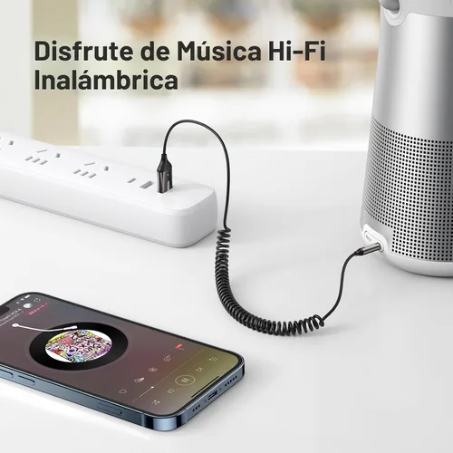 Miniatura 7 de UGREEN Adaptador Aux a Bluetooth 6.0 Receptor Bluetooth de 3.5mm para Coche Kit USB 2.0 a Conector de 3.5mm con Micrófono Integrado Entrada Auxiliar