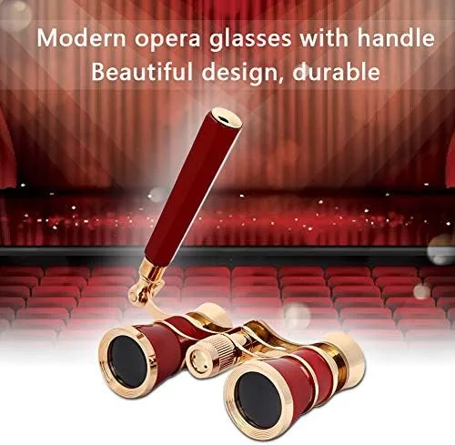 Miniatura 3 de Opera - Prismáticos para gafas, telescopio de teatro de 3 x 25 pulgadas con mango plegable, mini binocular compacto ligero para conciertos, teatro