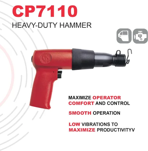 Miniatura 3 de Chicago Pneumatic CP7110 - Martillo Neumático de 0.401 Pulgadas (10.2 mm), Mango Redondo, Carrera 2.64 Pulgadas / 67 mm, Diámetro de Perforación
