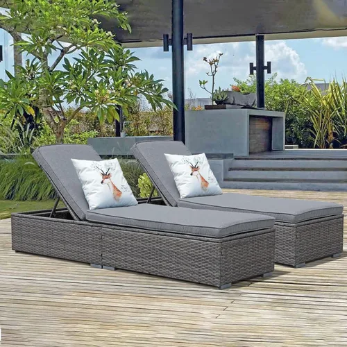 Miniatura 7 de JOIVI Tumbona para exteriores, sillas de mimbre de polietileno para todo tipo de clima, sillas de piscina para exteriores, silla reclinable de ratán