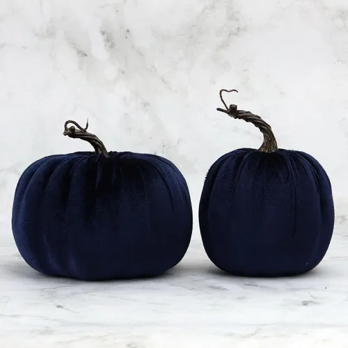 Miniatura 6 de Gresorth 12 calabazas artificiales grandes de terciopelo para Halloween, hechas a mano, decoración de centro de mesa de cosecha de otoño