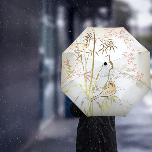 Miniatura 3 de DHDM Automatic Umbrella for Rain and Sun Male Women Beach Parasol Print Folding Umbrella