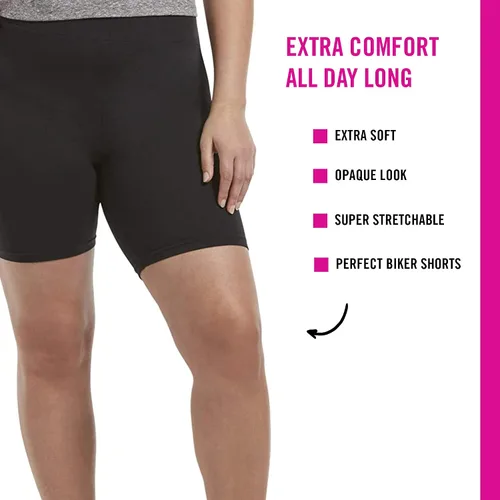 Miniatura 3 de HUE Pantalones cortos de ciclismo de algodón con cintura alta para mujer surtidos