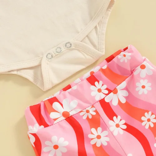 Miniatura 41 de Sejardin Ropa de verano para bebé y niña, recién nacida, manga corta, con letras, mameluco elástico con diadema