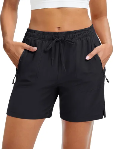 Miniatura 17 de MAGCOMSEN Pantalones cortos de senderismo para mujer de 5 pulgadas, UPF 50+, de secado rápido, ligeros, atléticos, para correr, golf, verano