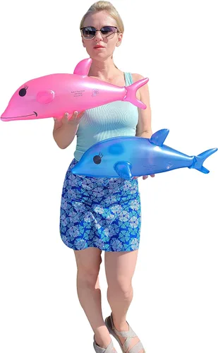 Miniatura 3 de Juguete inflable de delfín perlado azul y rosa de 22 pulgadas (juego de 2) inflable para playa junto a la piscina
