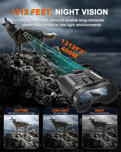 Miniatura 4 de Gafas de visión nocturna montadas en la cabeza, prismáticos de visión nocturna 4K para adultos con pantalla de 2.7 pulgadas, tarjeta TF de 32 GB