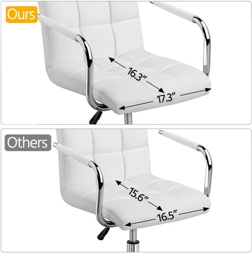 Miniatura 6 de Topeakmart Silla de escritorio moderna blanca rodante con reposabrazos/ruedas, base resistente, cilindro de gasolina certificado SGS, cómoda silla