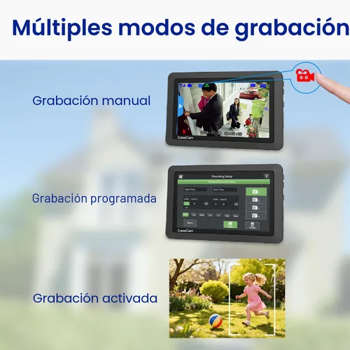 Miniatura 8 de CasaCam GuardianCam Air Sistema de cámara de seguridad inalámbrica con monitor de pantalla táctil de 7 pulgadas y 2 cámaras de 720p Alimentado
