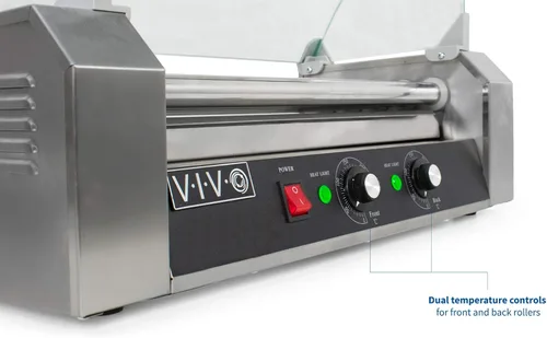 Miniatura 3 de VIVO HOTDG-V205 calentador eléctrico de 12 rodillos para parrilla de perritos calientes, acero inoxidable, comercial y doméstico, 750 W