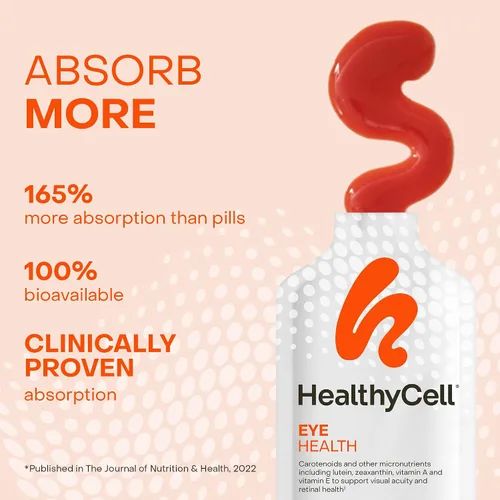 Miniatura 3 de Healthycell Eye Health Suplemento líquido diario – Vitaminas y minerales para los ojos con luteína, zeaxantina, astaxantina y betacaroteno