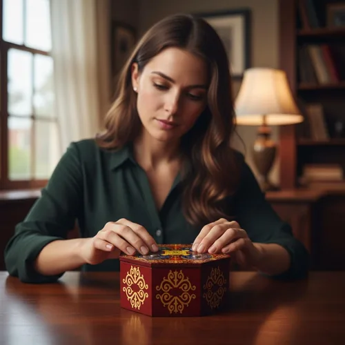 Miniatura 4 de Caja de rompecabezas mágica con giro secreto - Portamonedas y tarjeta de regalo en una caja de madera IQ con cerradura complicada y compartimentos