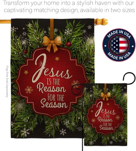 Miniatura 4 de Jesús es la razón de la temporada decoración de patio jardín estaca bandera juego de arpillera para puerta decoración de Navidad, cartel de pared