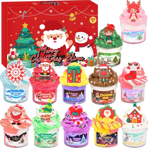 Miniatura 11 de Slime de Cristal de Navidad Rosa y Verde de 2 Paquetes para Niños, Slime para Medias de Navidad para Niños - Kit de Juguetes de Slime, Regalos