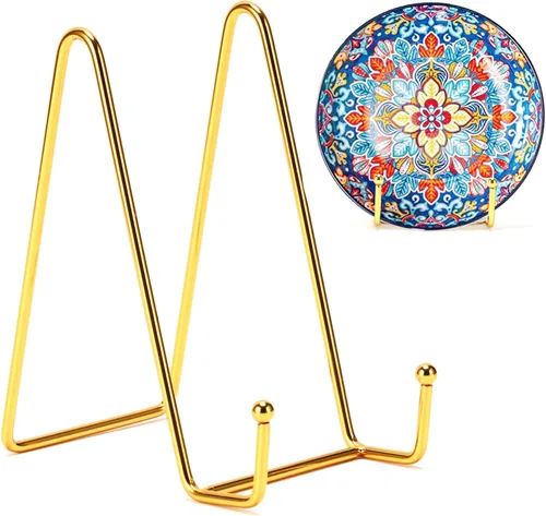 Miniatura 20 de Kruodop Paquete de 3 soportes de placa para exhibición, soporte de placa de 4 pulgadas, soporte de marco de metal para libros, imágenes, caballete
