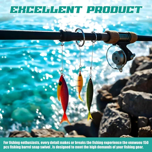 Miniatura 4 de Kit de 150 piezas de pesca giratorios, barril de rodamiento de bolas, aparejos de pesca 2 # 4 # 6 # 8 # 10#, aparejos de pesca giratorios a presión