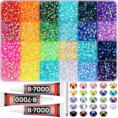 Miniatura 30 de 11000 piezas de diamantes de imitación con parte trasera plana de 2/3/4/5 mm en negro con pegamento para bordado, ropa, manualidades, zapatos, arte