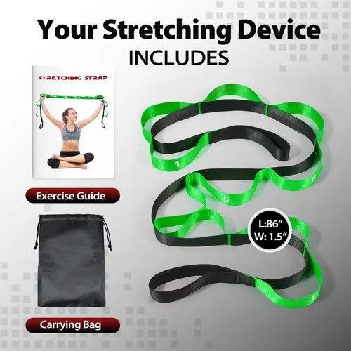 Miniatura 2 de Acozycoo Correa de estiramiento con 10 bucles, correa de yoga para terapia física, entrenamiento en casa, entrenamiento de pilates y flexibilidad