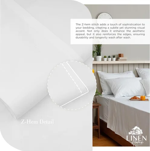 Miniatura 3 de Linen Home Juego de 3 sábanas de percal de 100 % algodón, tamaño individual, color blanco nieve, bolsillo profundo, 1 sábana encimera, 1 sábana 02