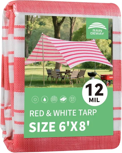 Miniatura 67 de RAINDEWAY Lona blanca resistente de 12 mil de 12 x 20 pies, resistente a los rayos UV, impermeable, resistente a la intemperie, con ojales de metal